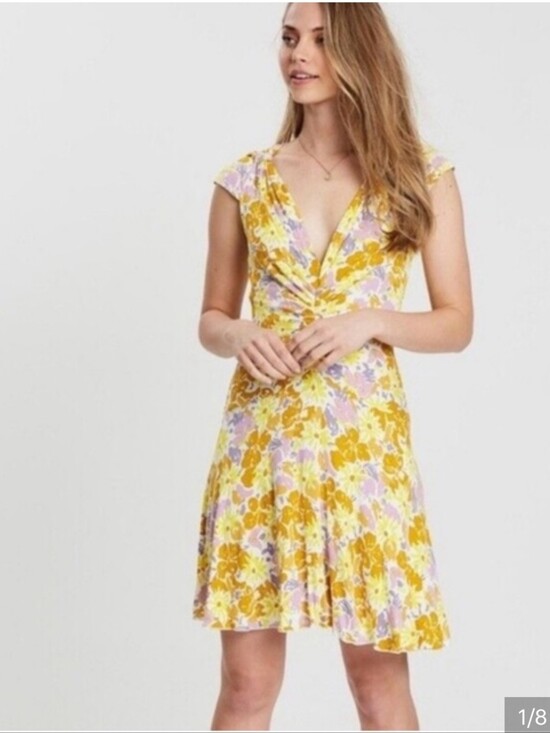 Free People Dresses & Skirts - Free People Yellow Floral Key to Your Heart Mini Dress